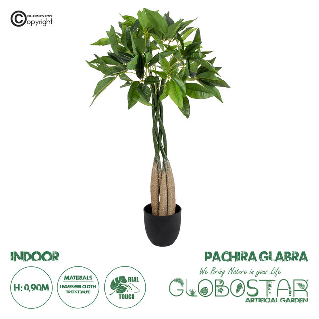 Artificial Garden PACHIRA GLABRA 20427 Τεχνητό Διακοσμητικό Φυτό Παχίρα της Τύχης Υ90cm