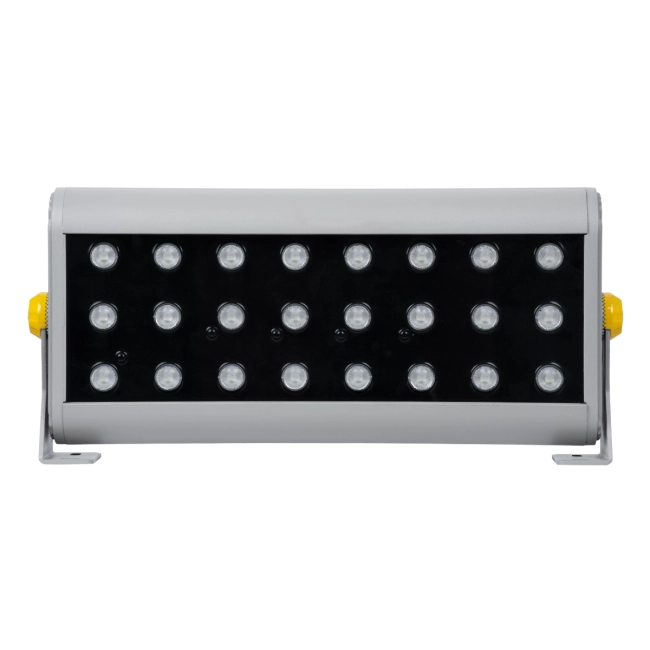 FLOODHENA 90643 Προβολέας Σποτ Wall Washer LED 48W 3840lm 30° DC 24V Αδιάβροχο IP65 Πολύχρωμο RGB Dimmable DMX512 - Bridgelux SMD Chip - Γκρι Ανθρακί - Μ39 x Π6 x Υ17cm - 3 Χρόνια Εγγύηση