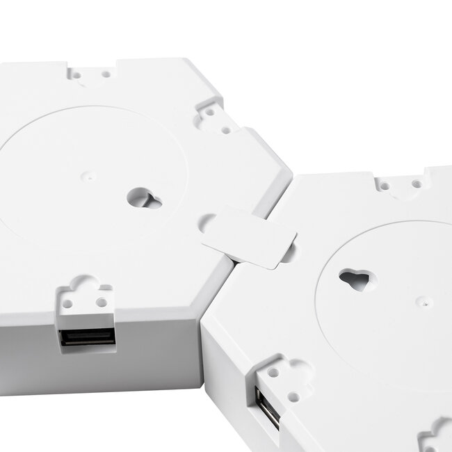 DIGIOCTA 90447 Σετ 3 Ψηφιακων LED RGB Φωτιστικών Κυψελών με Ψηφιακό Controller με WiFi Smart APP & Ασύρματο Χειριστήριο RF 2.4Ghz - LED SMD 5050 4.5W/Σετ 42PIXEL/Σετ 360lm/Σετ 120° DC 5V με USB 2.0 IP20 Πολύχρωμο RGB - Dimmable - Μ10.5 x Π10.5 x Υ3cm Ανά Κυψέλη - 2 Χρόνια Εγγύηση - 12