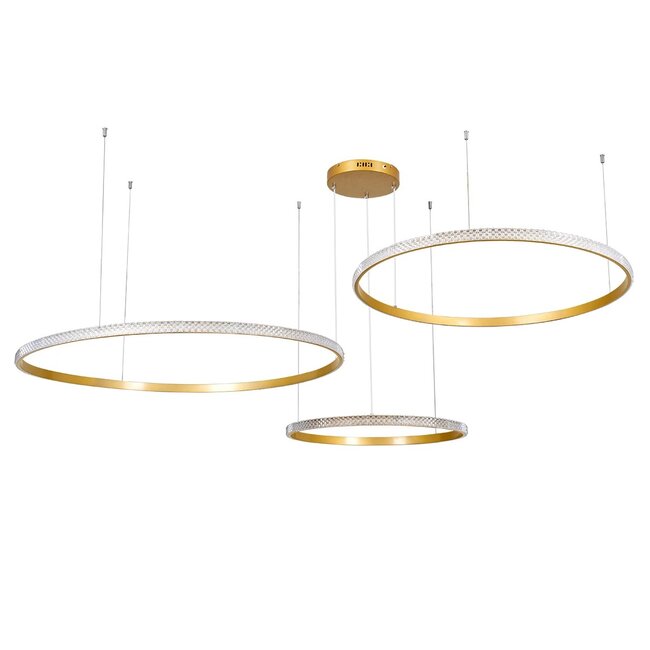 kelvo® DIAMOND KLV-101-0246 Κρεμαστό Φωτιστικό Οροφής LED 150W 15000lm 180° AC 220-240V IP20 Ρυθμιζόμενο Λευκό CCT με Χειριστήριο από 2700K έως 6000K Dimmable - Lumileds SMD Chip - Χρυσό Πλατίνα - Μ170 x Π170 x Υ60cm - 3 Χρόνια Εγγύηση - 3