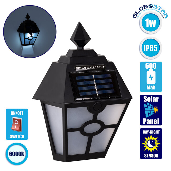 71494 Αυτόνομο Ηλιακό Φωτιστικό Τοίχου Μαύρο LED SMD 1W 100lm με Ενσωματωμένη Μπαταρία 600mAh - Φωτοβολταϊκό Πάνελ με Αισθητήρα Ημέρας-Νύχτας IP65 Ψυχρό Λευκό 6000K 71494 Αυτόνομο Ηλιακό Φωτιστικό Τοίχου Μαύρο LED SMD 1W 100lm με Ενσωματωμένη Μπαταρία 600mAh - Φωτοβολταϊκό Πάνελ με Αισθητήρα Ημέρας-Νύχτας IP65 Ψυχρό Λευκό 6000K