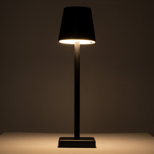 NEGA 60473 Μοντέρνο Επιτραπέζιο Φωτιστικό Πορτατίφ LED 2.2W 154lm 360° DC 5V Επαναφορτιζόμενο με Μπαταρία Li-ion 4000mAh - Διακόπτη Αφής - Θερμό Λευκό 2700K - Dimmable - D10 x H39cm - Μαύρο - 2 Years Warranty