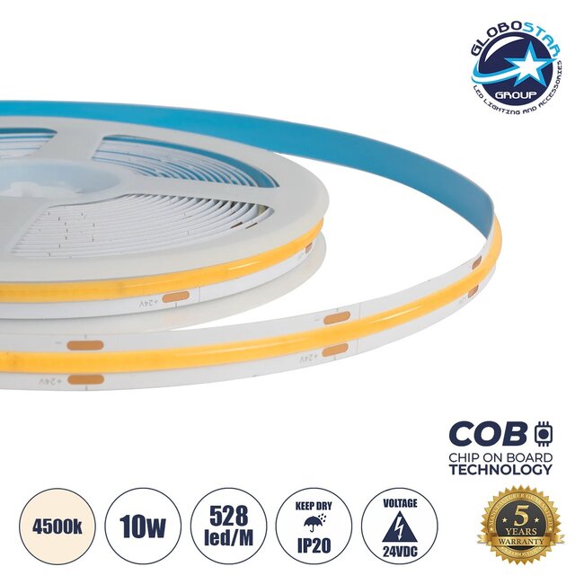 BEE 70351 Ταινία LED 10W/m 1000lm/m 120° DC 24V IP20 528 x COB Chip/m Φυσικό Λευκό 4500K Dimmable - Μ500 x Π1 x Υ0.2cm - Ρολό 5 Μέτρων - 5 Χρόνια Εγγύηση BEE 70351 Ταινία LED 10W/m 1000lm/m 120° DC 24V IP20 528 x COB Chip/m Φυσικό Λευκό 4500K Dimmable - Μ500 x Π1 x Υ0.2cm - Ρολό 5 Μέτρων - 5 Χρόνια Εγγύηση