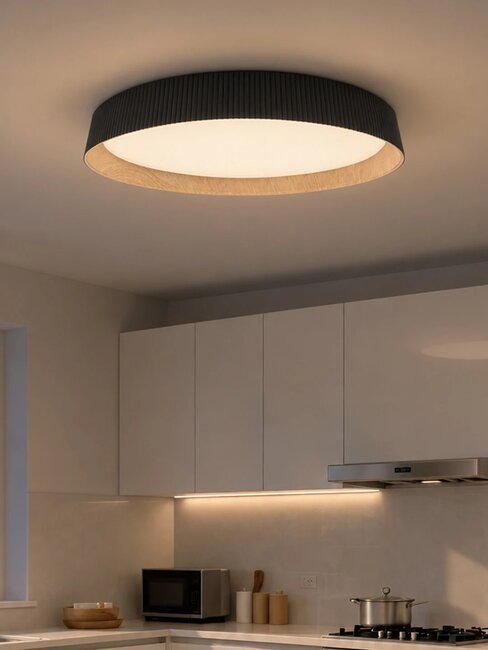 kelvo® LUMORA KLV-101-0579-V2 Φωτιστικό Οροφής LED 36W 3600lm 120° AC 220-240V IP20 Ρυθμιζόμενο Λευκό CCT με Διακόπτη στο Driver 2700K/4500K/6000K Triac Dimmable - Lumileds SMD Chip & ENEC/TÜV Driver - Μαύρο Ματ & Εφέ Ξύλου - Μ53 x Π53 x Υ7cm - 5 Χρόνια Εγγύηση