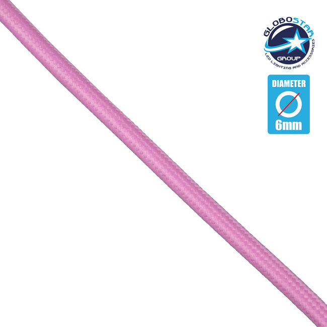 77604 Στρογγυλό Υφασμάτινο Καλώδιο 2 x 0.75mm² Ροζ