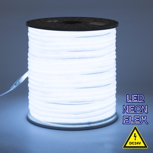 70580 TUBE 360° Degree Neon Flex Epistar LED SMD 2835 1m 12W/m 120LED/m 1320lm/m 360° DC 24V Αδιάβροχη IP68 Ψυχρό Λευκό 6000K Dimmable - 2