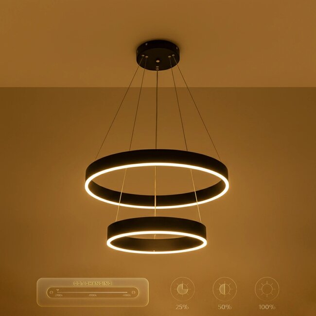 kelvo® VENOM KLV-101-0196-V2 Κρεμαστό Φωτιστικό Οροφής LED 75W 7500lm 120° AC 220-240V IP20 Ρυθμιζόμενο Λευκό CCT με Χειριστήριο από 2700K έως 6000K Dimmable - Lumileds SMD Chip - Μαύρο Ματ - Μ60 x Π60 x Υ40cm - 3 Χρόνια Εγγύηση - 13