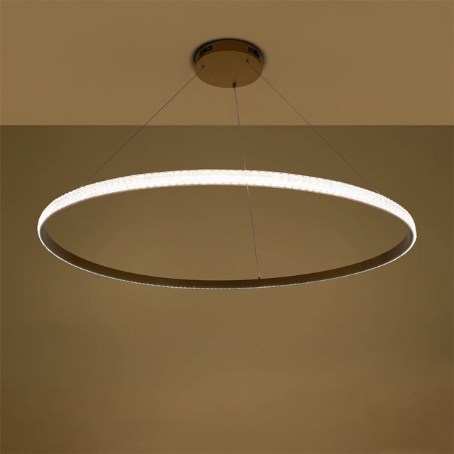 kelvo® DIAMOND KLV-101-0234 Κρεμαστό Φωτιστικό Οροφής LED 75W 7500lm 180° AC 220-240V IP20 Ρυθμιζόμενο Λευκό CCT με Χειριστήριο από 2700K έως 6000K Dimmable - Lumileds SMD Chip - Χρυσό Πλατίνα - Μ100 x Π100 x Υ3cm - 3 Χρόνια Εγγύηση - 12