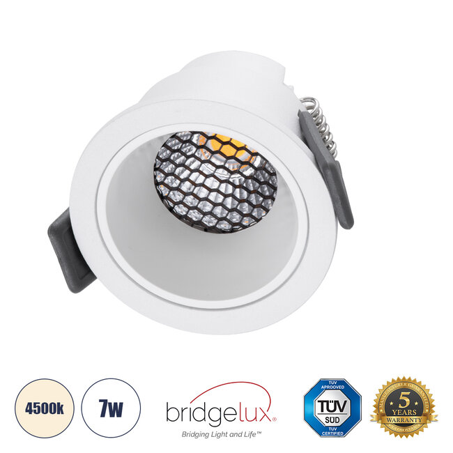PLUTO-S 60248 Χωνευτό LED Spot Downlight TrimLess Φ6.4cm 7W 910lm 38° AC 220-240V IP20 Φ6.4 x Υ4.9cm - Στρόγγυλο - Λευκό & Anti-Glare HoneyComb - Φυσικό Λευκό 4500K - Bridgelux COB - 5 Years Warranty PLUTO-S 60248 Χωνευτό LED Spot Downlight TrimLess Φ6.4cm 7W 910lm 38° AC 220-240V IP20 Φ6.4 x Υ4.9cm - Στρόγγυλο - Λευκό & Anti-Glare HoneyComb - Φυσικό Λευκό 4500K - Bridgelux COB - 5 Years Warranty