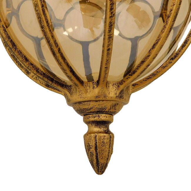 Vintage Κρεμαστό Φωτιστικό Οροφής Μονόφωτο Μπρονζέ Χρυσό Μεταλλικό Πλέγμα με Μελί Γυαλί Φ18  ETOILE 00988 - 7