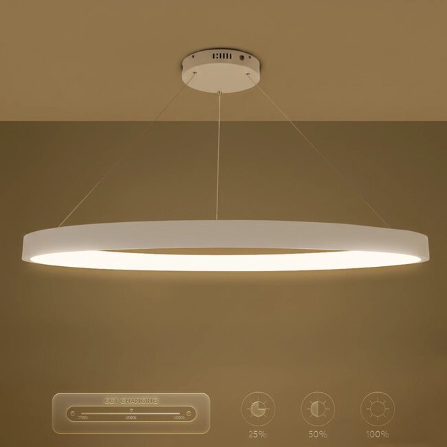 kelvo® NEMESIS KLV-101-0212 Κρεμαστό Φωτιστικό Οροφής LED 67W 6700lm 180° AC 220-240V IP20 Ρυθμιζόμενο Λευκό CCT με Χειριστήριο από 2700K έως 6000K Dimmable - Lumileds SMD Chip - Λευκό Ματ - Μ80 x Π80 x Υ4cm - 3 Χρόνια Εγγύηση - 12