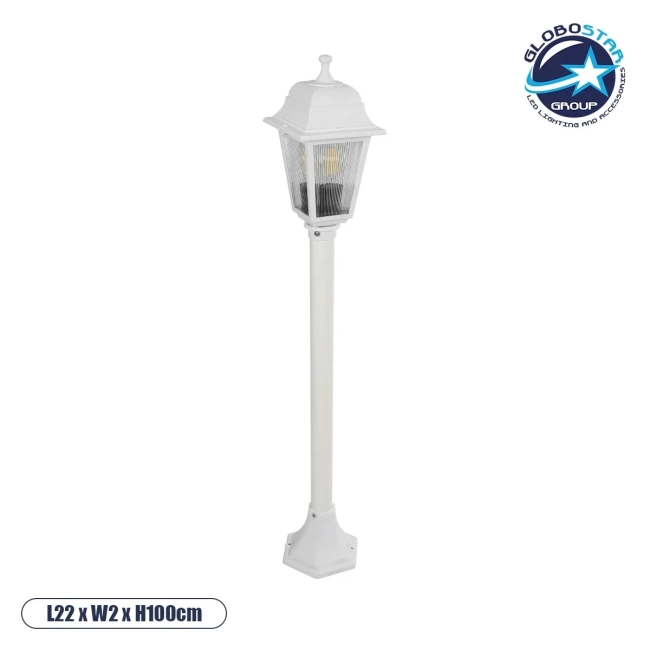 SOLME 203-0222 Vintage Επιδαπέδιο Φωτιστικό Κολωνάκι Κήπου Μονόφωτο 1 x E27 IP44 Λευκό & Διάφανο Πλαστικό - Μ22 x Π22 x Υ100cm SOLME 203-0222 Vintage Επιδαπέδιο Φωτιστικό Κολωνάκι Κήπου Μονόφωτο 1 x E27 IP44 Λευκό & Διάφανο Πλαστικό - Μ22 x Π22 x Υ100cm