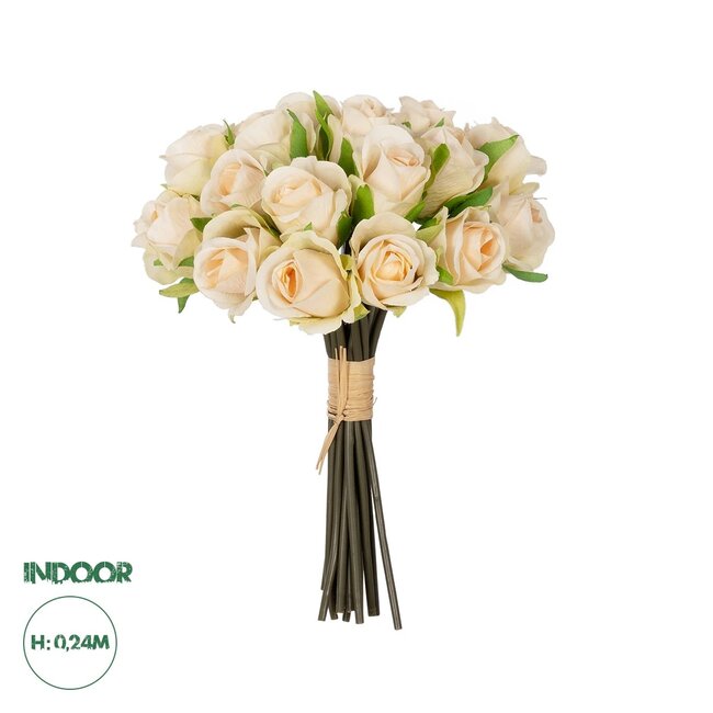 Artificial Garden CHAMPAGNE ROSE BOUQUET 21305 Τεχνητό Διακοσμητικό Μπουκέτο Τριαντάφυλλα Ροζ Y24cm