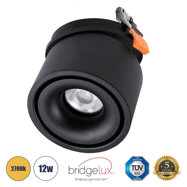 OMEGA-R 60297 Χωνευτό LED Spot Downlight TrimLess Φ10cm 12W 1500lm 36° AC 220-240V IP20 Φ10 x Υ8.2cm - Στρόγγυλο - Μαύρο - Θερμό Λευκό 2700K - Bridgelux COB - 5 Years Warranty OMEGA-R 60297 Χωνευτό LED Spot Downlight TrimLess Φ10cm 12W 1500lm 36° AC 220-240V IP20 Φ10 x Υ8.2cm - Στρόγγυλο - Μαύρο - Θερμό Λευκό 2700K - Bridgelux COB - 5 Years Warranty
