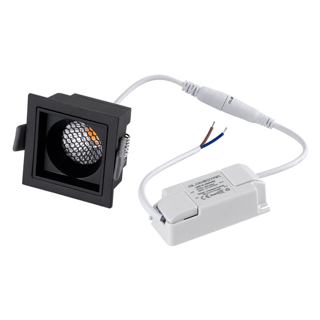 PLUTO-S 60269 Χωνευτό LED Spot Downlight TrimLess Μ6.4xΠ6.4cm 7W 875lm 38° AC 220-240V IP20 Μ6.4 x Π6.4 x Υ4.9cm - Τετράγωνο - Μαύρο & Anti-Glare HoneyComb - Θερμό Λευκό 2700K - Bridgelux COB - 5 Years Warranty - 7