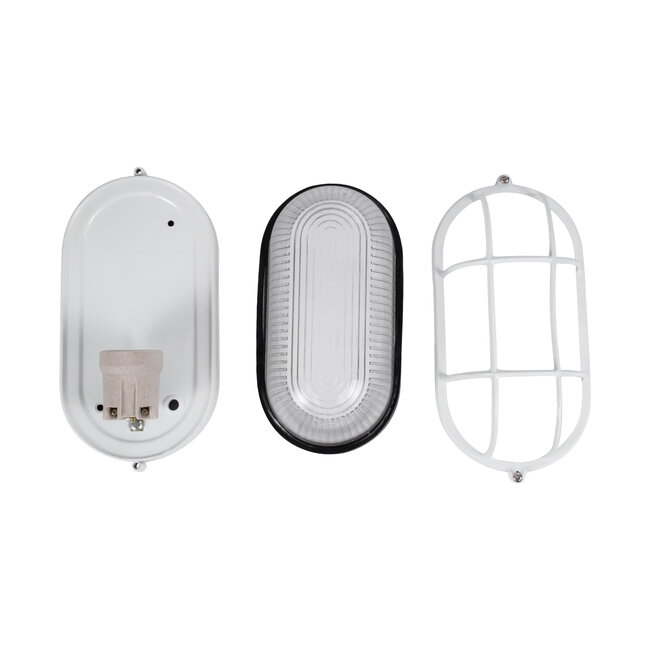 BOATLIGHT 61582 Vintage Industrial Φωτιστικό Τοίχου - Απλίκα - Καραβοχελώνα Εξωτερικού Χώρου Μονόφωτο 1 x E27 AC220-240V Αδιάβροχο IP65 - Σώμα Αλουμινίου & Tempered Glass - Μ21 x Π10.4 x Υ9cm - Λευκό - Οβάλ - 5 Years Warranty - 7