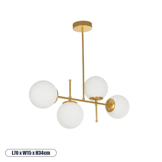 GLOBUS 203-0105 Μοντέρνο Φωτιστικό Οροφής με Ντουί 4 x E27 AC 220-240V IP20 - Λευκό & Χρυσό - Μ70 x Π15 x Υ34cm GLOBUS 203-0105 Μοντέρνο Φωτιστικό Οροφής με Ντουί 4 x E27 AC 220-240V IP20 - Λευκό & Χρυσό - Μ70 x Π15 x Υ34cm