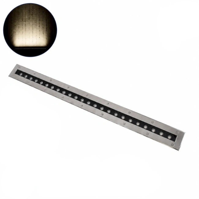 UNDERGROUNDREMVI 90880 Χωνευτή Μπάρα Φωτισμού Wall Washer LED 12W 1320lm 10° DC 24V Αδιάβροχο IP68 φυσικό Λευκό 4500K Dimmable - Bridgelux SMD Chip - Ανοξείδωτο Ατσάλι SS316 - Μ100 x Π9 x Υ7.2cm / Q98.2 x 7.6cm - 3 Χρόνια Εγγύηση - 2