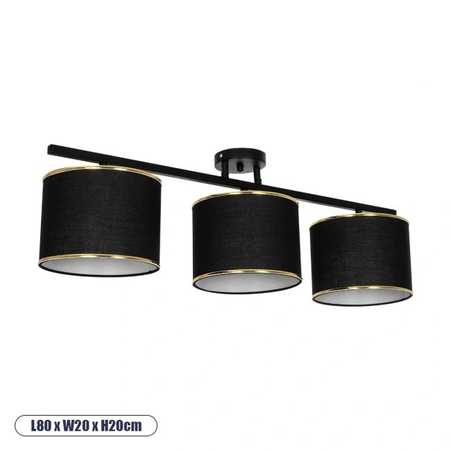 GLOWEN 201-0086 Vintage Φωτιστικό Οροφής με Ντουί 3 x E27 AC 220-240V IP20 - Μαύρο & Χρυσό - Μ80 x Π20 x Υ20cm GLOWEN 201-0086 Vintage Φωτιστικό Οροφής με Ντουί 3 x E27 AC 220-240V IP20 - Μαύρο & Χρυσό - Μ80 x Π20 x Υ20cm