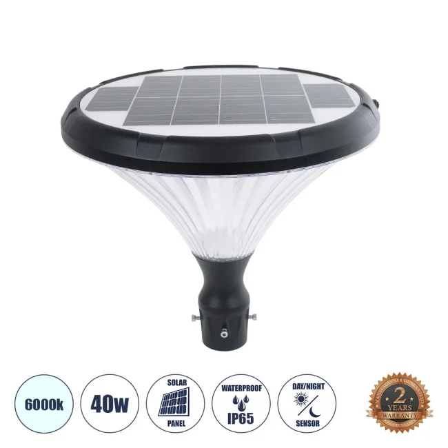 SOLARIOS 90502 Professional LED Solar Urban Park Light Αυτόνομο Ηλιακό Φωτιστικό Πλατείας - Πάρκου - Κήπου 40W 550lm 120° με Ενσωματωμένο Φωτοβολταϊκό Panel 6V 12W & Επαναφορτιζόμενη Μπαταρία Li-ion 3.2V 15000mAh με Αισθητήρα Ημέρας-Νύχτας - Αδιάβροχο IP65 Φ54 x Υ45cm Ψυχρό Λευκό 6000K SOLARIOS 90502 Professional LED Solar Urban Park Light Αυτόνομο Ηλιακό Φωτιστικό Πλατείας - Πάρκου - Κήπου 40W 550lm 120° με Ενσωματωμένο Φωτοβολταϊκό Panel 6V 12W & Επαναφορτιζόμενη Μπαταρία Li-ion 3.2V 15000mAh με Αισθητήρα Ημέρας-Νύχτας - Αδιάβροχο IP65 Φ54 x Υ45cm Ψυχρό Λευκό 6000K