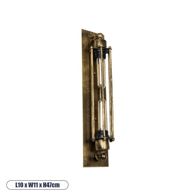 BESPOKE 01566 Vintage Φωτιστικό Τοίχου - Απλίκα με Ντουί 2 x E27 AC 220-240V IP20 - Μπρούτζινο Εφέ Σκουριάς - Μ10 x Π11 x Υ47cm