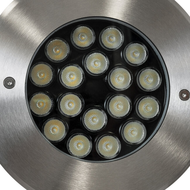 UNDERGROUND-SINA 90573 Χωνευτό Φωτιστικό Σποτ Δαπέδου LED 18W 1530lm 15° DC 24V Αδιάβροχο IP68 Φ20 x Υ11cm RGBW DMX512 - Ανοξείδωτο Ατσάλι - 3 Χρόνια Εγγύηση - 7