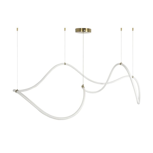 kelvo® GLOW KLV-101-0157 Κρεμαστό Φωτιστικό Οροφής LED 65W 6500lm 360° AC 220-240V IP20 Ρυθμιζόμενο Λευκό CCT με Χειριστήριο από 2700K έως 6000K Dimmable - Lumileds SMD Chip - Χρυσό Πλατίνα - Μ150 x Π70 x Υ90cm - 3 Χρόνια Εγγύηση - 6