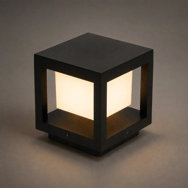 PRISM GLB-103-0017 Φωτιστικό Κολωνάκι Κήπου LED 10W 900lm 90° AC 220-240V Αδιάβροχο IP65 Θερμό Λευκό 2700K - Sanan SMD Chip - Μαύρο Ματ - Μ15 x Π15 x Υ16cm - 3 Χρόνια Εγγύηση - 2
