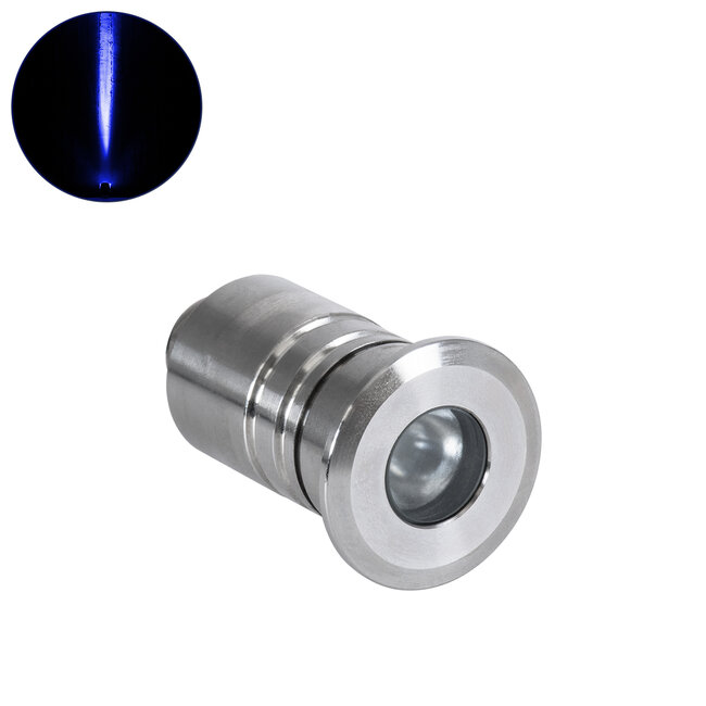 UNDERWATER-DANI 90413 Υποβρύχιο Χωνευτό Φωτιστικό Σποτ Ειδικό για Σιντριβάνια LED 1W 80lm 5° DC 24V Αδιάβροχο IP68 Φ3 x Υ5cm Μπλε - Ανοξείδωτο Ατσάλι - 3 Years Warranty