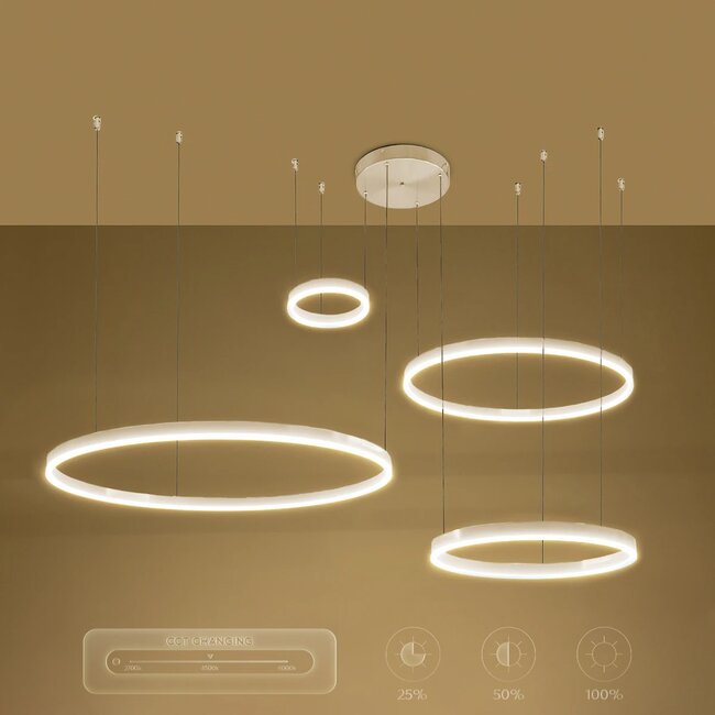 kelvo® VENOM KLV-101-0203 Κρεμαστό Φωτιστικό Οροφής LED 150W 15000lm 120° AC 220-240V IP20 Ρυθμιζόμενο Λευκό CCT με Χειριστήριο από 2700K έως 6000K Dimmable - Lumileds SMD Chip - Λευκό Ματ - Μ150 x Π90 x Υ60cm - 3 Χρόνια Εγγύηση - 12