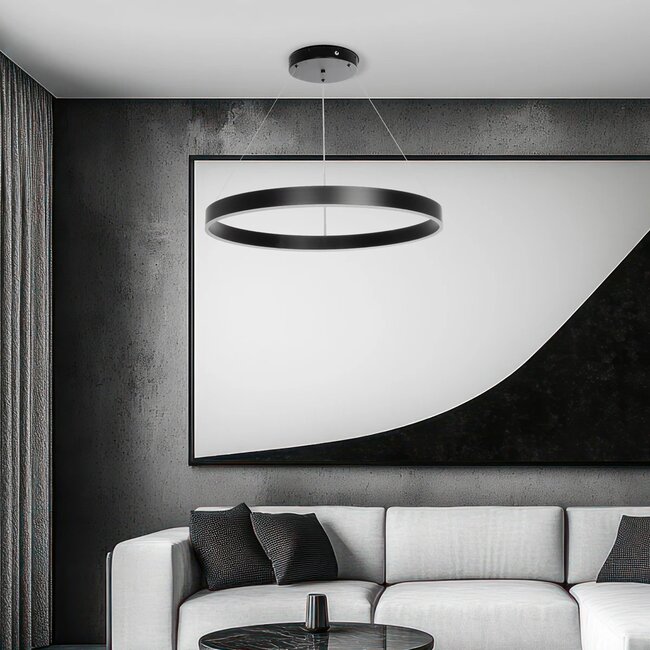 kelvo® VENOM KLV-101-0190 Κρεμαστό Φωτιστικό Οροφής LED 67W 6700lm 120° AC 220-240V IP20 Ρυθμιζόμενο Λευκό CCT με Χειριστήριο από 2700K έως 6000K Dimmable - Lumileds SMD Chip - Μαύρο Ματ - Μ80 x Π80 x Υ6.5cm - 3 Χρόνια Εγγύηση - 2