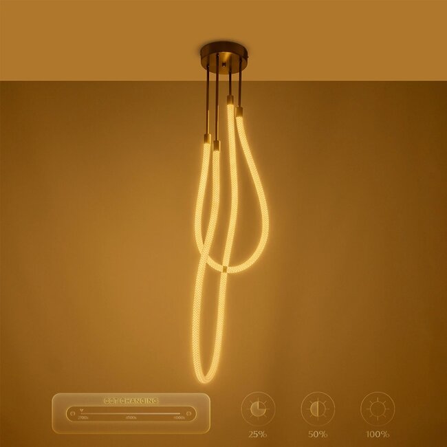 kelvo® GLOW KLV-101-0153 Φωτιστικό Οροφής LED 42W 4200lm 360° AC 220-240V IP20 Ρυθμιζόμενο Λευκό CCT με Χειριστήριο από 2700K έως 6000K Dimmable - Lumileds SMD Chip - Χρυσό Πλατίνα - Μ50 x Π50 x Υ70cm - 3 Χρόνια Εγγύηση - 15