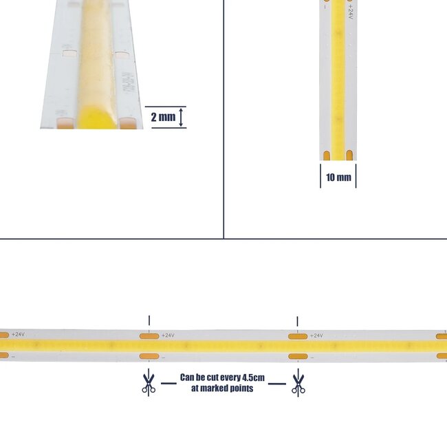 BEE 70350 Ταινία LED 10W/m 1100lm/m 120° DC 24V IP20 528 x COB Chip/m Ψυχρό Λευκό 6000K Dimmable - Μ500 x Π1 x Υ0.2cm - Ρολό 5 Μέτρων - 5 Χρόνια Εγγύηση - 6