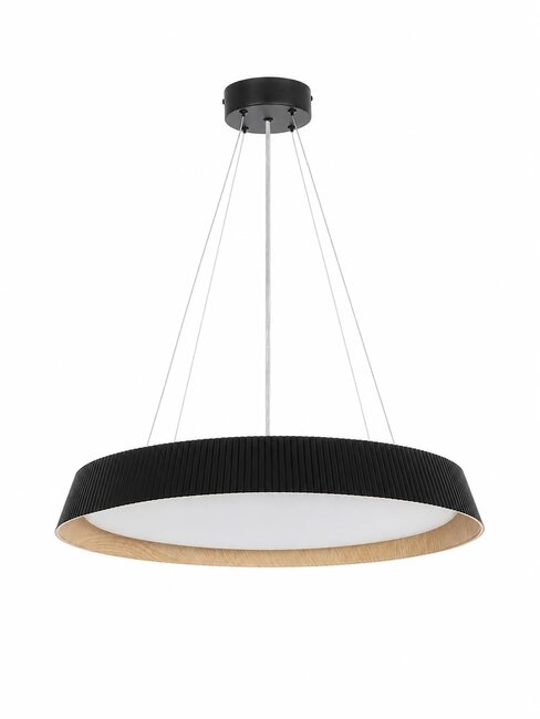 kelvo® LUMORA KLV-101-0579 Κρεμαστό Φωτιστικό Οροφής LED 36W 3600lm 120° AC 220-240V IP20 Ρυθμιζόμενο Λευκό CCT με Διακόπτη στο Driver 2700K/4500K/6000K Triac Dimmable - Lumileds SMD Chip & ENEC/TÜV Driver - Μαύρο Ματ & Εφέ Ξύλου - Μ53 x Π53 x Υ7cm - 5 Χρόνια Εγγύηση - 4