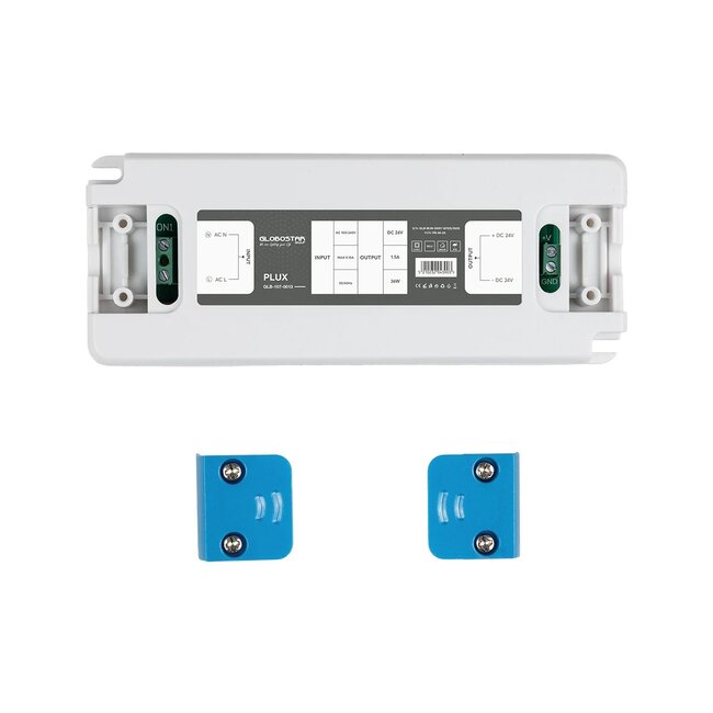 PLUX GLB-107-0013 Τροφοδοτικό/Μετασχηματιστής Class II SELV 36W 1.5A AC 220-240V σε DC 24V IP20 - Λευκό Ματ - Μ12.8 x Π5 x Υ1.5cm - 3 Χρόνια Εγγύηση - 6