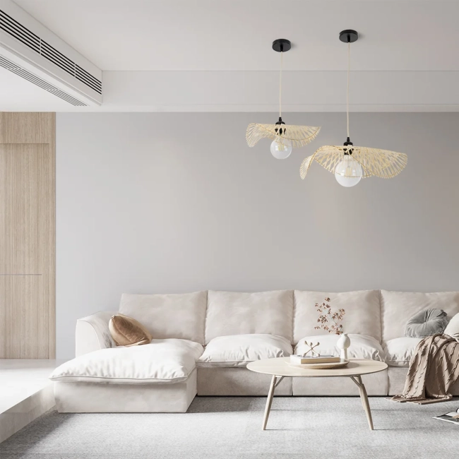  MELEMELE 01840 Boho Κρεμαστό Φωτιστικό Οροφής με Ντουί 1 x E27 AC 220-240V IP20 - Μπεζ - Μ50 x Π50 x Υ7cm - 11