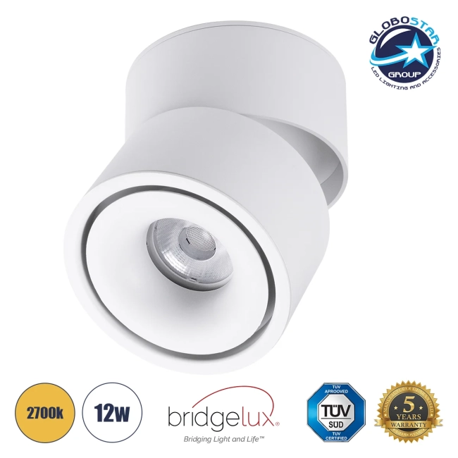 OMEGA-S 60299 Κινούμενο Downlight Σποτ LED 12W 1500lm 36° AC 220-240V IP20 Θερμό Λευκό 2700K - Bridgelux COB Chip & TÜV SÜD Driver - Λευκό Ματ - Μ10 x Π10 x Υ10.5cm - 5 Χρόνια Εγγύηση OMEGA-S 60299 Κινούμενο Downlight Σποτ LED 12W 1500lm 36° AC 220-240V IP20 Θερμό Λευκό 2700K - Bridgelux COB Chip & TÜV SÜD Driver - Λευκό Ματ - Μ10 x Π10 x Υ10.5cm - 5 Χρόνια Εγγύηση