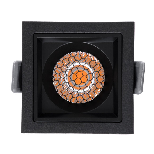 PLUTO-S 60269 Χωνευτό LED Spot Downlight TrimLess Μ6.4xΠ6.4cm 7W 875lm 38° AC 220-240V IP20 Μ6.4 x Π6.4 x Υ4.9cm - Τετράγωνο - Μαύρο & Anti-Glare HoneyComb - Θερμό Λευκό 2700K - Bridgelux COB - 5 Years Warranty - 6