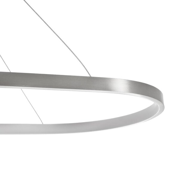 BOLIVAR 61273 Μοντέρνο Κρεμαστό Φωτιστικό Οροφής LED 54W 6210lm 360° AC 220-240V IP20 Ρυθμιζόμενο Λευκό CCT με Χειριστήριο από 2700K έως 6000K Dimmable - Lumileds SMD Chip - Νίκελ Βούρτσας - Μ120 x Π30 x Υ2cm - 3 Χρόνια Εγγύηση - 6