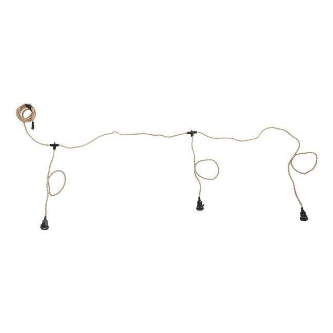 WHIP 77676 Μοντέρνο DIY Φωτιστικό με Υφασμάτινο Καλώδιο, Ντουί 3 x E27, Διακόπτη On/Off & Πρίζα AC 220-240V IP20 - Μπεζ & Μαύρο - Μ650 x Π5.5 x Υ100cm - 8