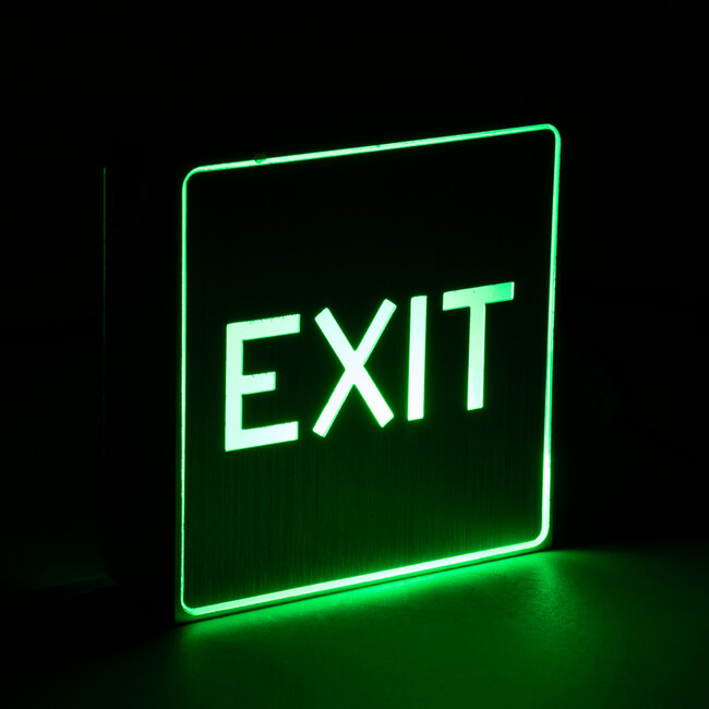 SENSATI 75650 Φωτιστικό Τοίχου Ένδειξης EXIT LED 1W AC 220-240V IP20 - Σώμα Αλουμινίου - Μ11 x Π11 x Υ3cm - Πράσινο - 5