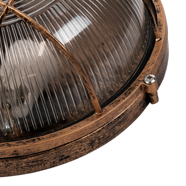BOATLIGHT 61590 Vintage Industrial Φωτιστικό Τοίχου - Απλίκα - Καραβοχελώνα Εξωτερικού Χώρου Δίφωτο 2 x E27 AC220-240V Αδιάβροχο IP65 - Σώμα Αλουμινίου & Tempered Glass - Φ24 x Υ11cm - Αντικέ Μπρονζέ - Στρόγγυλο - 5 Years Warranty - 7