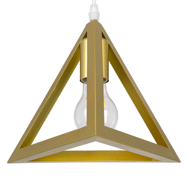 TRIANGLE 00620 Μοντέρνο Κρεμαστό Φωτιστικό Οροφής Τρίφωτο Χρυσό Μεταλλικό Πλέγμα Φ49 x Y130cm - 6