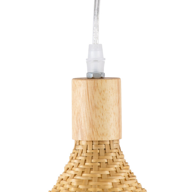 CUBA 01715 Vintage Κρεμαστό Φωτιστικό Οροφής Μονόφωτο Μπεζ Ξύλινο Bamboo Φ33 x Y25cm - 9