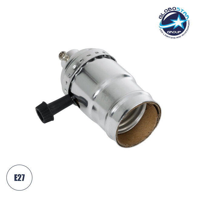 78965 Ντουί Vintage Industrial Retro E27 με Διακόπτη ON/OFF - Ασημί - Μ5.5 x Π3.6 x Υ7cm