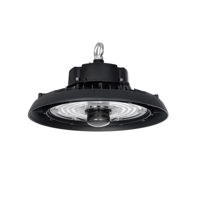 INDUSTRY 61705 Βιομηχανικό Φωτιστικό Καμπάνα High Bay UFO Τεχνολογίας Smart Group Linkable Control System 2.4Ghz με Αισθητήρα Κίνησης Microwave LED 150W 22500lm SDCM<5 90° AC 85-265V Αδιάβροχο IP65 IK08 Μαύρο Χυτό Αλουμίνιο - Φυσικό Λευκό 5000K - 275 x Sanan Opto SMD Chip & TÜV SÜD Driver