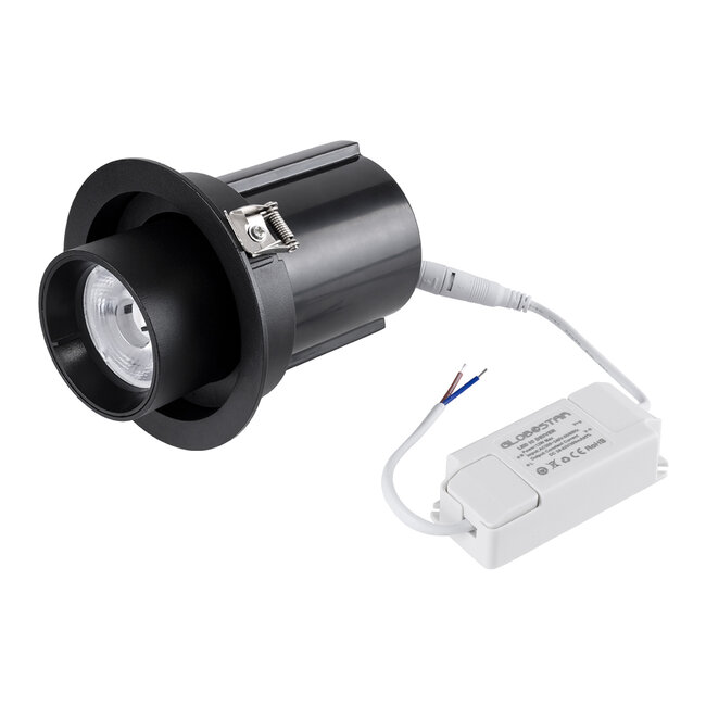 VIRGO-M 60309 Χωνευτό LED Spot Downlight TrimLess Φ11cm 12W 1500lm 36° AC 220-240V IP20 Φ11cm x Υ11.5cm - Στρόγγυλο - Μαύρο - Θερμό Λευκό 2700K - Bridgelux COB - 5 Years Warranty - 15
