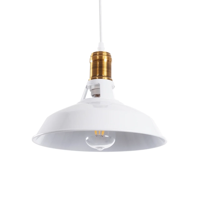 ANER 01072 Vintage Κρεμαστό Φωτιστικό Οροφής με Ντουί 1 x E27 AC 220-240V IP20 - Λευκό & Χρυσό - Μ27.5 x Π27.5 x Υ19cm - 11