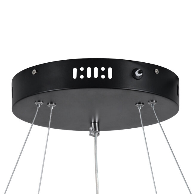 DIAMOND DUO 61150-DECO Κρεμαστό Φωτιστικό Δαχτυλίδι-Κύκλος LED CCT 75W 8743lm 360° AC 220-240V - Εναλλαγή Φωτισμού μέσω Τηλεχειριστηρίου All In One Ψυχρό 6000k+Φυσικό 4500k+Θερμό 2700k Dimmable Φ40+60cm - Μαύρο - 8