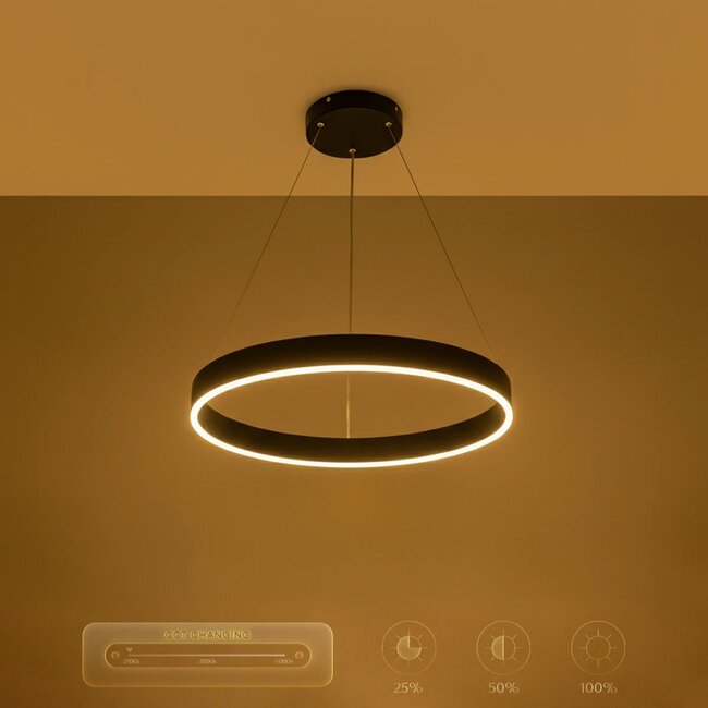 kelvo® VENOM KLV-101-0187 Κρεμαστό Φωτιστικό Οροφής LED 45W 4500lm 120° AC 220-240V IP20 Ρυθμιζόμενο Λευκό CCT με Χειριστήριο από 2700K έως 6000K Dimmable - Lumileds SMD Chip - Μαύρο Ματ - Μ60 x Π60 x Υ6.5cm - 3 Χρόνια Εγγύηση - 11